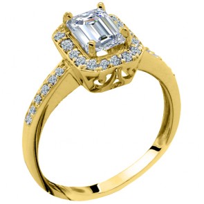 Χρυσό μονόπετρο ορθογώνιο δαχτυλίδι Κ9 με ζιργκόν